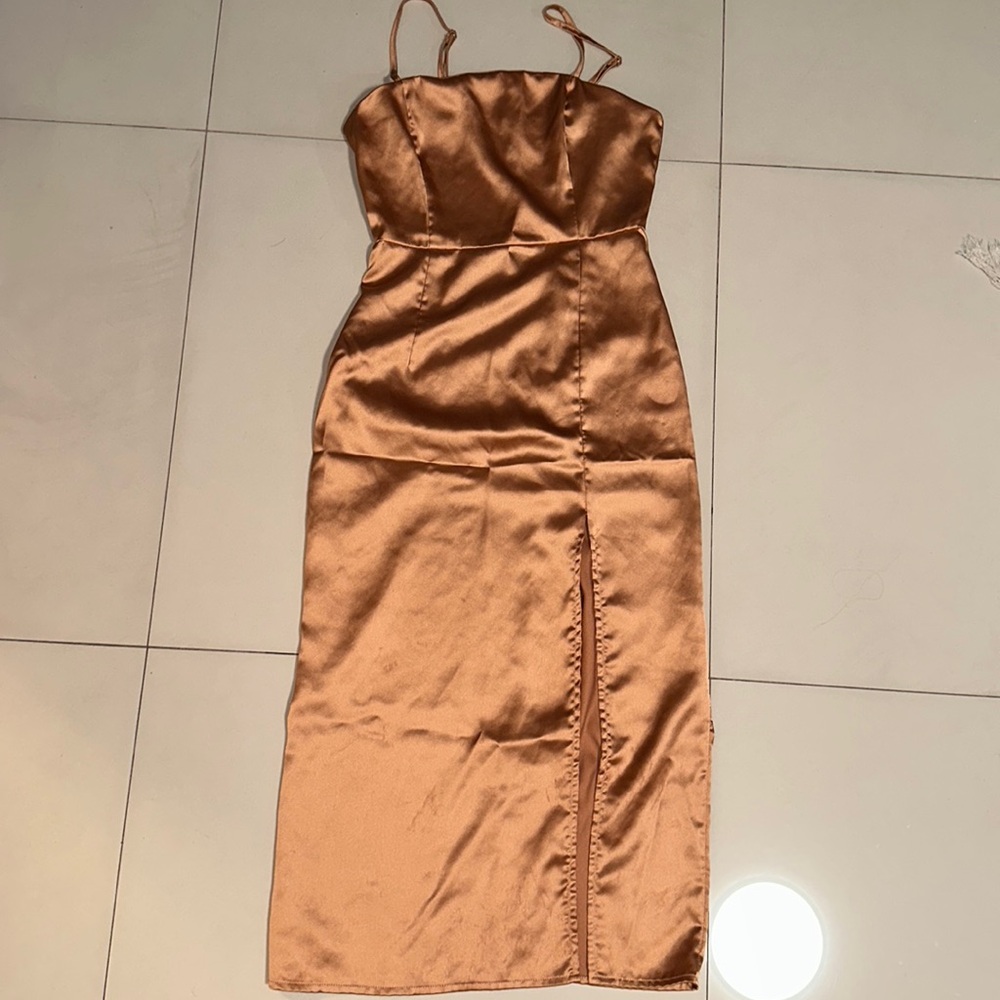 Copper Satin Dress - Size Small - Forever21